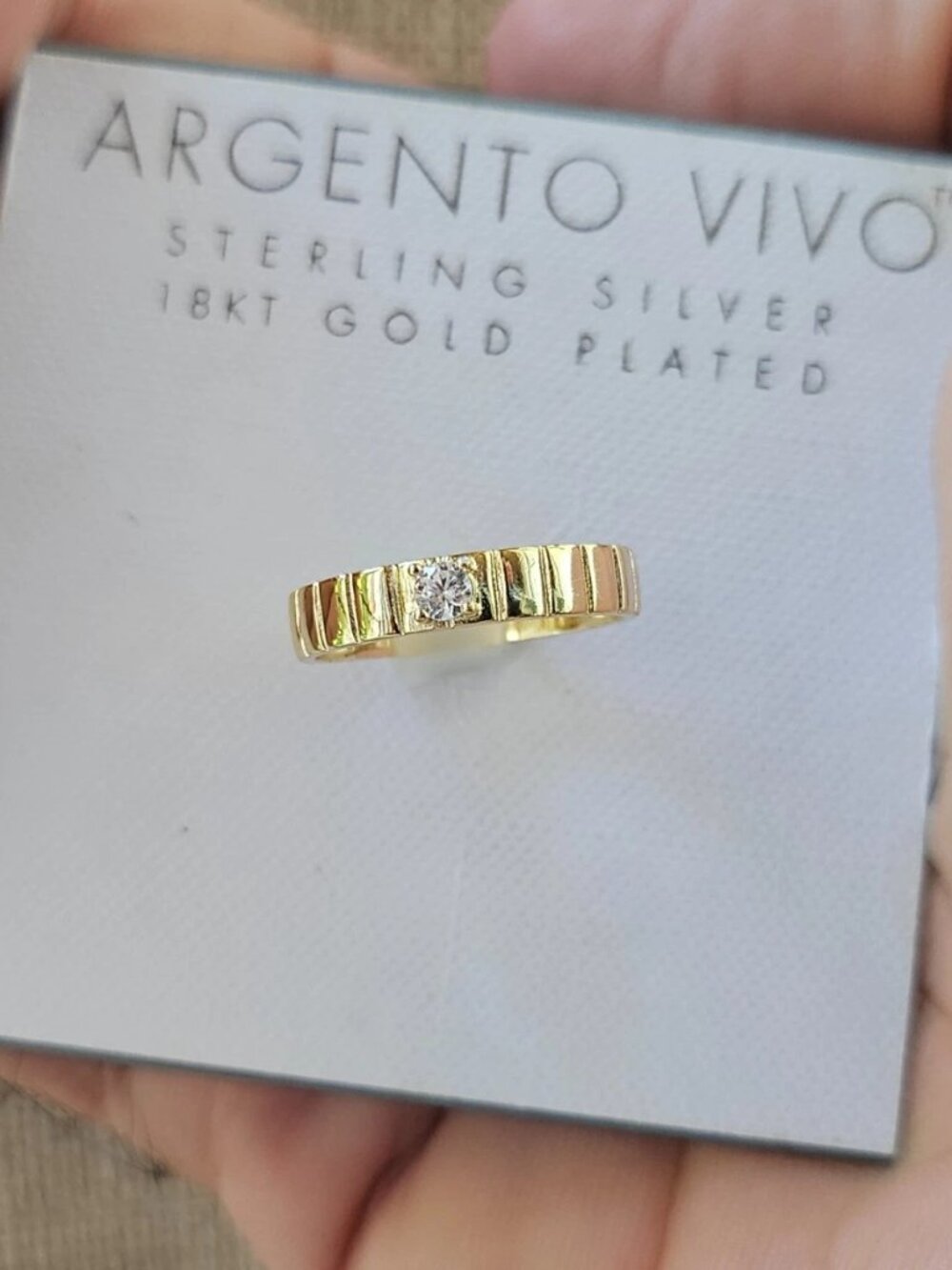 Argento Vivo Ring 18KT Gold Plated Over Sterling Silver Fine Jewelry Size 7 New - Picture 3 of 10